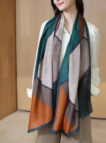 Xyueanlo Scarfs for Women Lightweight Scarves Fashion Print Floral Pattern Head Scarf Wraps Shawls - color: Orange Green