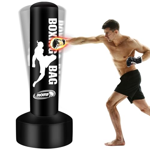 69'' Free Standing Punching Bag for Adults, Boxing Equipment Kicking Bag Inflatable Kick Boxing Bag with Stand for Training MMA Muay Thai Fitness