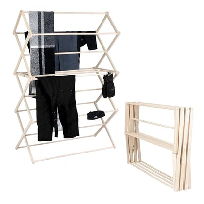 Pennsylvania Woodworks Clothes Drying Rack: Solid Maple Hard Wood Laundry Rack for Blankets, Towels, Bedding & More, Heavy Duty Folding Drying Rack, Made in USA, No Assembly Needed, XXLarge - color: Xx-large