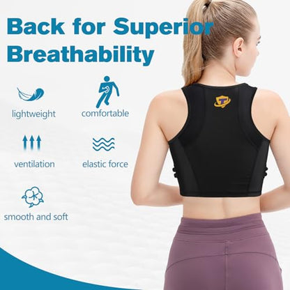 TUOY Women Padded Compression Vest, Impact Vest for Women, Chest Breast Rib Protection Vest for Sports, Karate, Football, Basketball - size: Medium, style: Impact Padded Zipper Vest