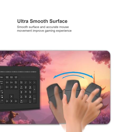 XXL Gaming Mouse Pad 35.4x15.7 Inch, Large Extended Desk Mat | Cherry Blossom Design, Non-Slip Rubber Base, Water-Resistant Surface and Stitched Edges for Gaming, Office & Home - color: Cherry Blossom