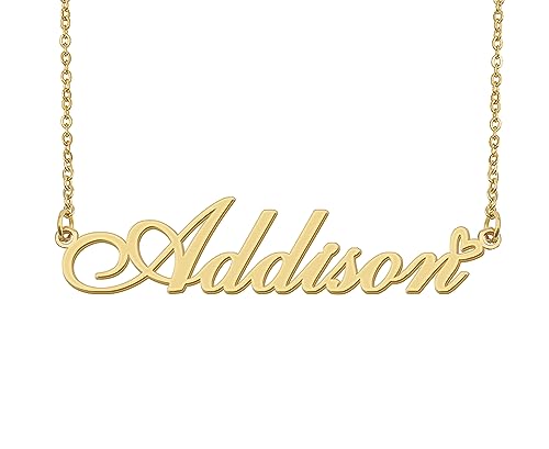 Aoloshow Personalized Heart Name Necklace Gold Custom Any Names Stainless Steel Jewelry for Womens Graduation - style: Addison - Gold