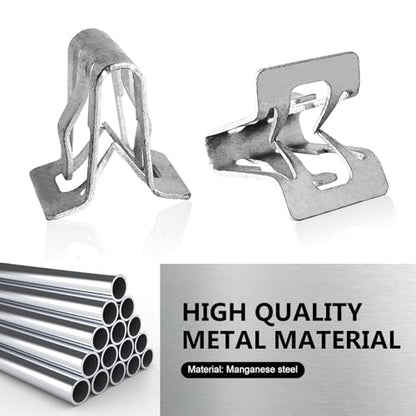 15 PCS Dashboard Trim Clip, A-Pillar U-Shaped Liftgate Trim Panel Fastening Buckle, Metal Rust-Proof Decorative Fixing Clips Replacement, Universal for Most Cars Repair Accessories (Silver)