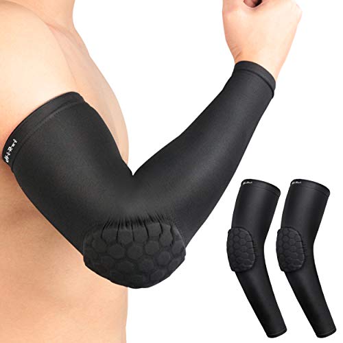 HiRui Elbow Pads for Teenagers Men Women, Elbow Brace Basketball Shooter Sleeves Arm Compression Sleeves - color: Black, size: Large