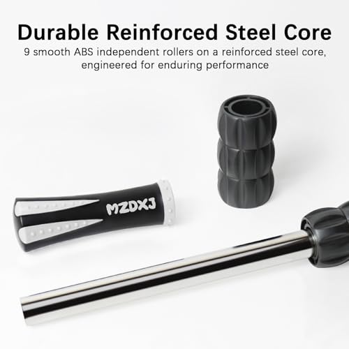 Muscle Roller Massage Roller Stick- Deep Tissue Fascia Blaster for Myofascial Pain Relief, Lymphatic Drainage & Body Sculpting, Handheld Physical Therapy & Recovery Tool (White Black) - color: White Black