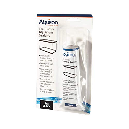 Aqueon Aquarium Silicone Sealant, Black, 3 Ounces | Aquarium safe silicone, waterproof seal stops leaks; permanently flexible, won't crack or shrink