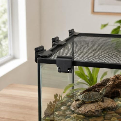 BESTonZON 8-Pack Black Tank Cover Retainers for Compatible Reptile Terrariums, Turtle Enclosures and Feeding Boxes