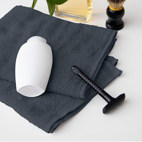 Avalon Towels Salon Towel - Grey Hand Towels Bulk Pack of 24 - 100% Cotton Absorbent Spa, Facial & Gym Towel for Working Out - 16x27 Inches (Not Bleach Proof) - color: Grey