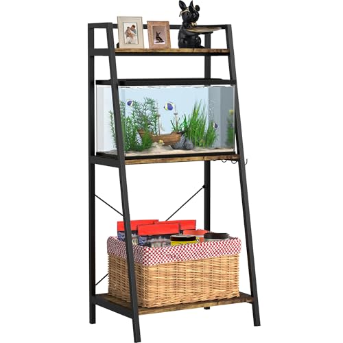 GDLF 5-10 Gallon Fish Tank Stand for 2 Aquariums, 3-Tier Shelves | Space-saving Vertical Design,Dual 10 Gallon Tank Setup, 3-Tier Storage Shelves, Metal Frame, Plant Display Space