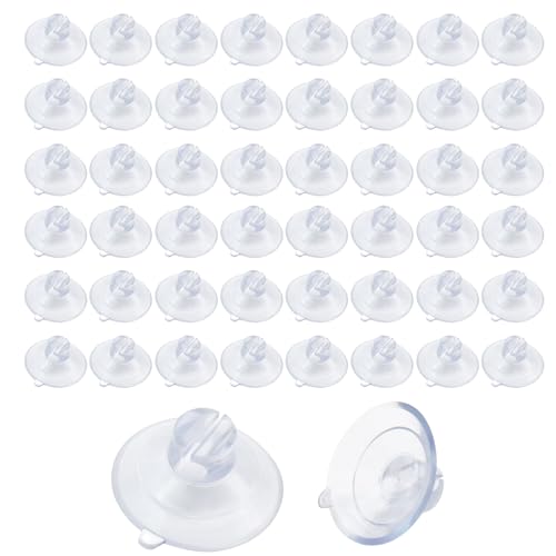 50Pcs Adhesive Suction Cups Fish Tank Wire Sucker Pad Wall Hanging Bulk Lights String Holder Rope Glass Suction Cup Clip - size: Dia: 30mm/1.18"