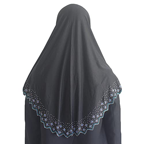 Instant Hijab Scarf for Women Muslim Women Clothing Headscarf for Girls with Czech Rhinestone - color: Black