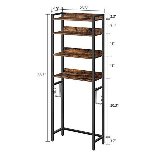 MAHANCRIS Over The Toilet Storage Rack and 55-75 Gallon Fish Tank Stand Bundle, 4 Tier Bathroom Organizer Over Toilet, Heavy Duty Reptile Terrarium Tank Stand, TSHR0401Z-FTHR55E01