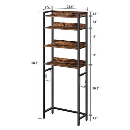 MAHANCRIS Over The Toilet Storage Rack and 55-75 Gallon Fish Tank Stand Bundle, 4 Tier Bathroom Organizer Over Toilet, Heavy Duty Reptile Terrarium Tank Stand, TSHR0401Z-FTHR55E01