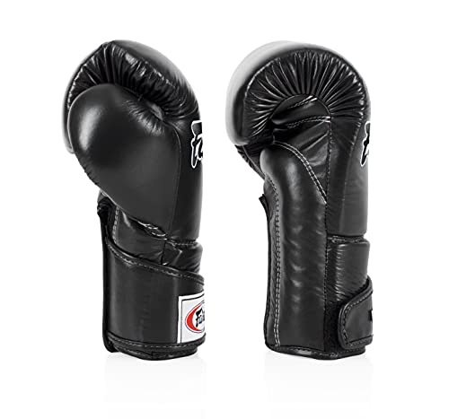 Fairtex BGV6 Angular Boxing Gloves, Locked Thumb Muay Thai MMA Kickboxing | Premium synthetic body with triple-layer foam padding. Joint protection and firm wrist support safeguard hands on heavy bags - color: Black, size: 12oz