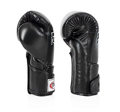 Fairtex BGV6 Angular Boxing Gloves, Locked Thumb Muay Thai MMA Kickboxing | Premium synthetic body with triple-layer foam padding. Joint protection and firm wrist support safeguard hands on heavy bags - color: Black, size: 12oz