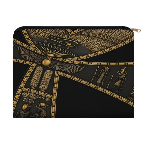 Egyptian Hieroglyphics Makeup Bag for Women, Cosmetic Pouch Travel Toiletry Organizer Bag 8.9"x6.5" Polyester - color: Egyptian Hieroglyphics