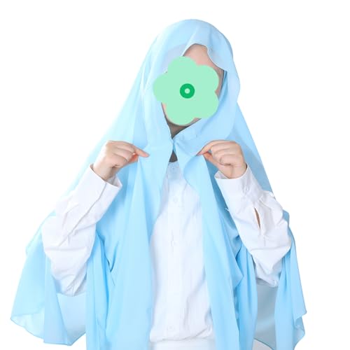 Magnetic Chiffon Hijab Scarf for Women, Quick Snap Closure Headscarf, Breathable Muslim Headwrap with Under Cap - color: Sky Chiffon