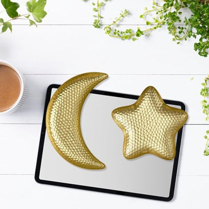 2pcs Ramadan Dessert Tray Metal Serving Plate Small Dinner Dish for Islam Muslim Party Family Gathering Dinning Table Decoration