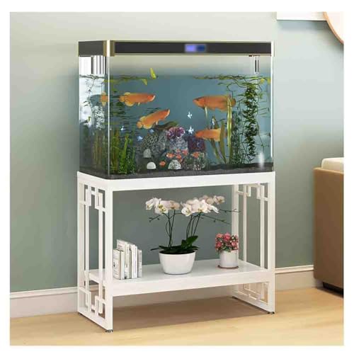 Metal Aquarium Stand, Heavy Duty 2-Tier Fish Tank Rack Shelf, Torage Rack Bracket for Fish Tank Accessories Storage, for Home Office (White b) - color: White, size: b