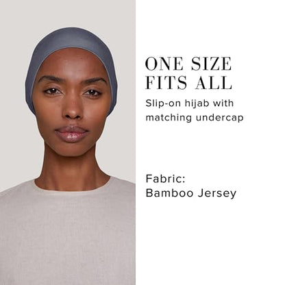 Slip-on Instant Premium Jersey Hijab with Undercap - Buttery Soft, Lightweight Hijab with Innovative Tie-Back Design - color: Charcoal