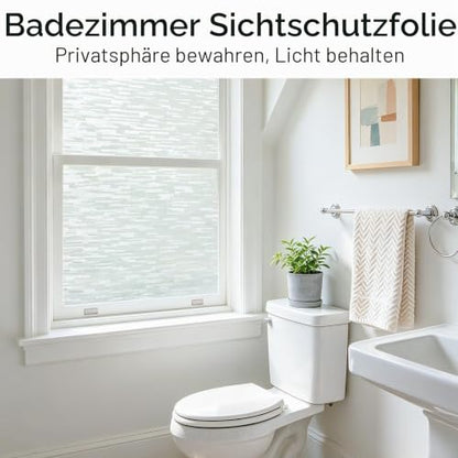 Haton Window Privacy Film, Frosted Stripe Non-Adhesive, 17.5" x 78.7" | Static Cling Removable Frosted Glass Film, Blocks UV & Heat, Anti-glare Privacy Covering for Bathroom & Home Windows - color: Frosted Stripe, size: 17.5" x 78.7"