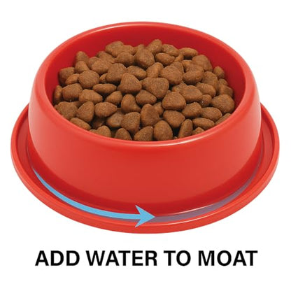 Ant-Proof Pet Food & Water Bowls – Moat Design Non-Skid Dish Set for Dogs & Cats – Prevents Ants & Insects – Easy Clean, Portable, Safe for All Pets (Pack 2) (Red, 20oz)
