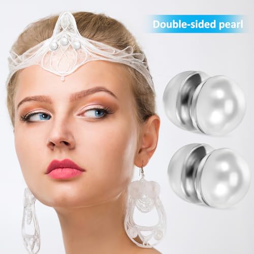 10 Pairs Pearl Magnetic Veil Weights Hijab Magnets for Wedding Veils Dress Weights for Wind Double-Sided Magnetic Pins for Scarves Clothing and Bridal Use
