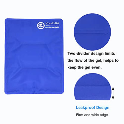 Koo-Care 2 Large Gel Ice Packs for Injuries Reusable Hot Cold Pack Wrap with Strap - Flexible Cold Compress for Shoulder Rotator Cuff, Hip, Knee Replacement Pain Relief Post-Surgery Recovery 11" x 14" - size: 11" x 14" (3-Piece Set)