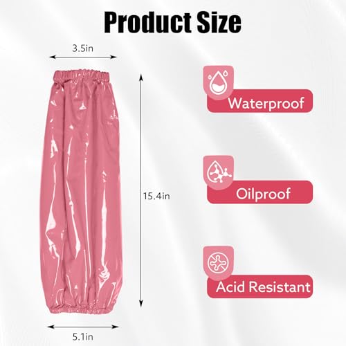 Yzurbu 2 Pairs Arm Sleeves Covers, Soft Waterproof Oil-proof Sleeves Protector for Arm with Elastic on Cuffs - color: Pink - 2pairs