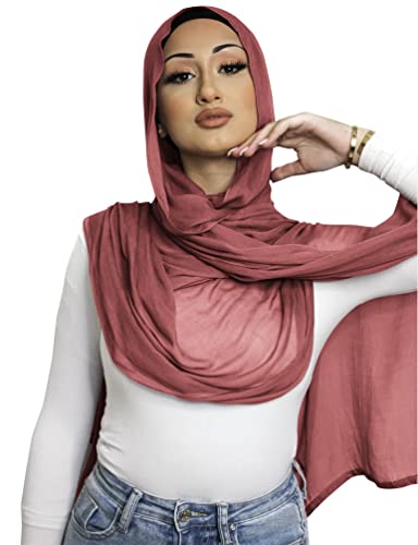 Txameru Women's Viscose Cotton Hijab Scarf - color: Rosy