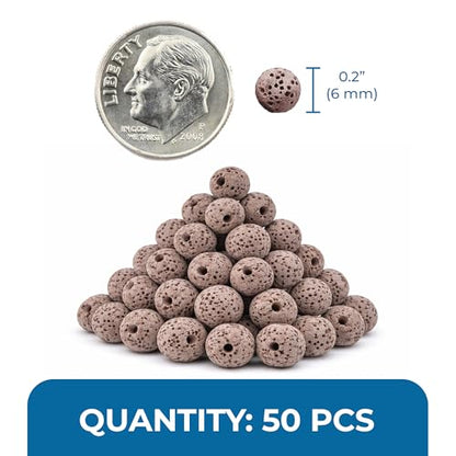 SunGrow Betta Lava Beads, Lightweight Substrate for Fish Tanks, Decorative Gravel for Aquariums, Brown Volcanic Lava Rocks for Filtration, 0.2", 50 Pcs per Pack