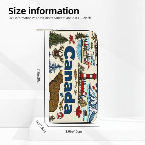 Canada Pattern PU Leather Long Wallet for Women Men, Zipper Clutch Wallet RFID Card Holder Organizer - color: Canada Pattern