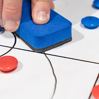 QuickPlay Soccer Coaching Magnetic Whiteboard Double Sided 12x16 in - Magnetic Soccer Tactics Board with Full and Half Field Layout, Dry Erase Coach Board with Magnets