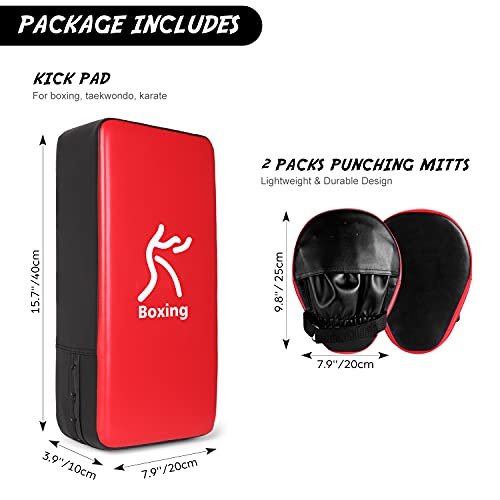 Odoland Punching Mitts Kick Pack Set, Boxing Mitts Focus Pads, Taewondo Kick Pad, Great for Boxing, Kickboxing, Karate, Muay Thai, MMA Training