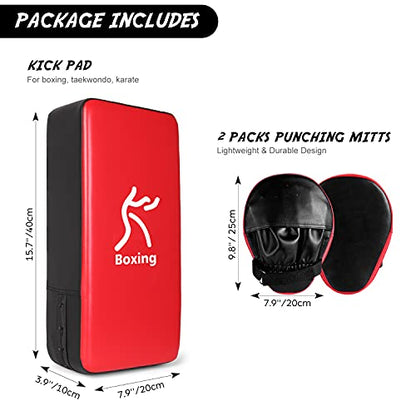 Odoland Punching Mitts Kick Pack Set, Boxing Mitts Focus Pads, Taewondo Kick Pad, Great for Boxing, Kickboxing, Karate, Muay Thai, MMA Training