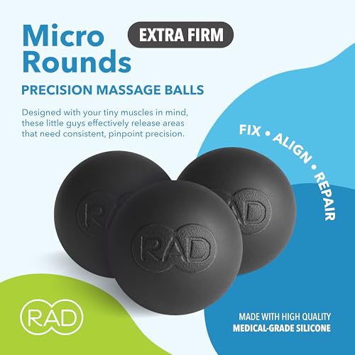 RAD Micro Rounds – Yoga Deep Tissue Massage Ball Set (Small 0.75 Inch Balls, 3 Pack) – Targeted Myofascial Release for Feet, Plantar Fasciitis, Jaw & Hands – Trigger Point & Mobility Therapy