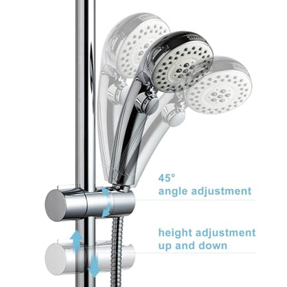 OFFO Shower Head Holder, Adjustable 0.75-1.00 in(19-25 mm) Diameter Hand Shower Holder Bracket for Slide Bar, Detachable Slider Clamp Bathroom Replacement, 360 Degree Rotation Sprayer Holder, Chrome - style: Chrome
