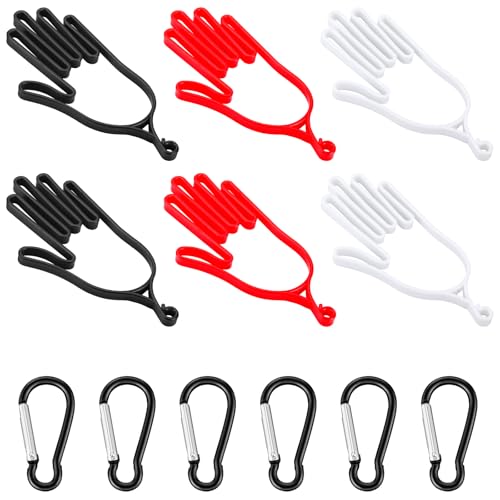 Simgoing 6 Pcs Golf Gloves Holder with 6 Metal Hanging Hooks Golf Gloves Stretcher Support Keeper Drying Rack Tool Accessories Men Women Golfer - color: Red,White,Black