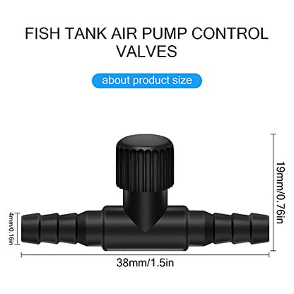 Honoson 30 Pieces Aquarium Air Control Valve T Shaped Air Pump Control Valves Single Way Plastic Flow Regulator for 4 mm Hose Line Tubing Connector(Black) - color: Black