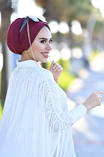 para life Dubai Turbans for Women, Breathable Instant Turban|Std Size Stretchable Cotton|Hijab Cap&Undercap - color: Burgundy