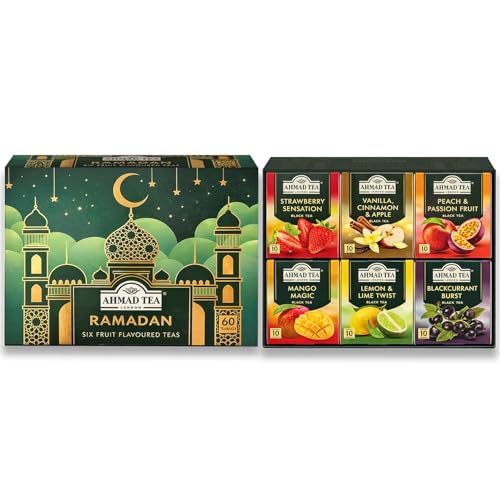 Ahmad Tea - Ramadan Gift Box, 60 Teabags, Fruitytea Assorted Black and Green Tea Selection (Fruity)