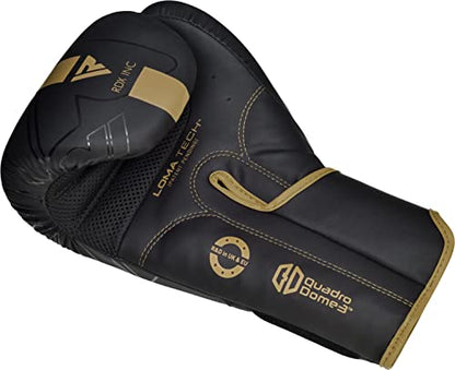 RDX Boxing Gloves, Pro Training Sparring, Maya Hide Leather, Muay Thai MMA Kickboxing, Men Women Adult, Heavy Punching Bag Focus Mitts Pads Workout, Ventilated Palm, Multi Layered, 8 10 12 14 16 18 Oz - color: GOLDEN, size: 8 OZ