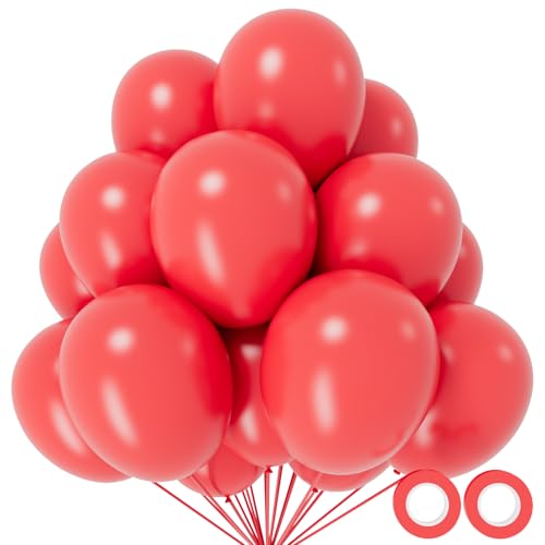 110pcs Pastel Red Balloon 12 Inch, Pastel Red Latex Balloons for Birthday Party Baby Shower Wedding(with 2 Ribbons). - color: A11-pastel Red, size: 12inch(normal)