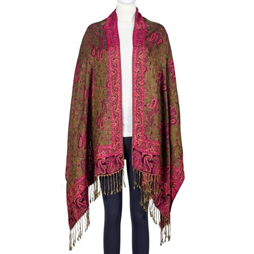 TUSHUSTY Pashmina Feel Shawls Wraps Rave Scarf for Women Soft Silky Reversible Men Scarves Hijab - color: Rose Pink