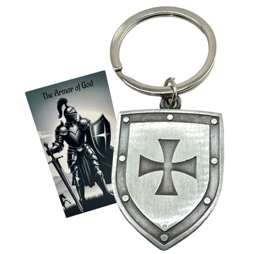 Westmon Works Armor of God Keychain Set Metal Key Ring with Holy Card