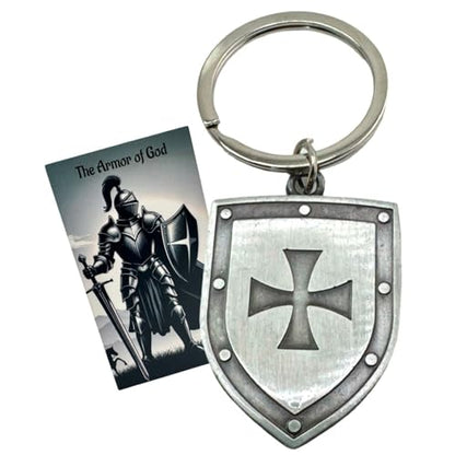 Westmon Works Armor of God Keychain Set Metal Key Ring with Holy Card