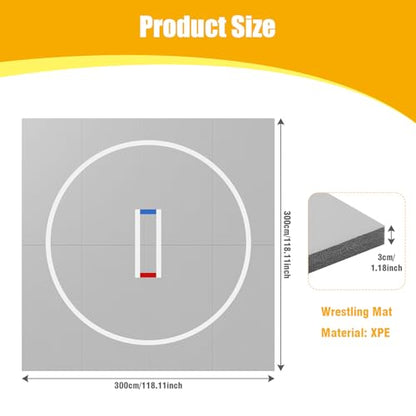 3M X 3M Home Rolling Up Mat Wear Resist Multi-Functional Training Blankets Anti-Slip for Grappling Martial Art Boxing Judo