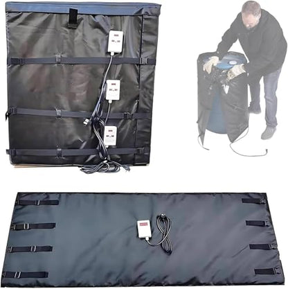 IBC Tote Heater Blanket, 55 Gallon/275 Gallon Heating Pad for Winter, Full Cover IBC Tote/Tank Heater Blanket Oil Drum Heater, Metal Drum Heater, Adjustable Temp 0~150℃ Black-275Gallon/1000L - color: Black, size: 275Gallon/1000L