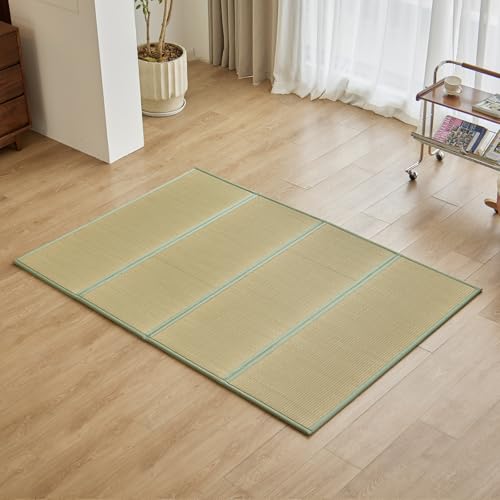 Natural Rush Grass Floor Tatami Mat,Full, 79" x 55" x 0.5" | Japanese Portable Folding Firm Traditional Bed Mattress, Foldable Pad Futon,for Sleeping,Sitting,Yoga,Relaxing,Zen - size: 4'7" x 6'7"