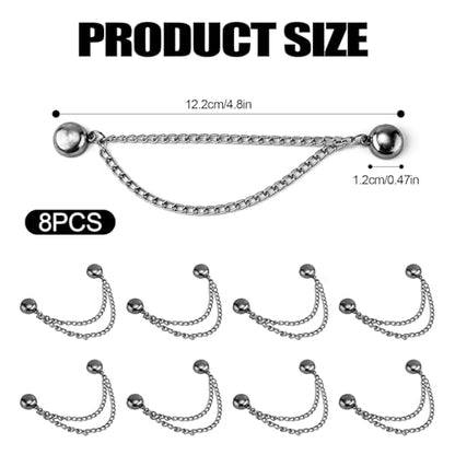 8pcs Multi-Function Magnetic Clothing Clips, Magnetic Button Clips with Chain Widely Used Magnet Clothing Pins Pant Waist Tightener Clip for Shirt Skirt Pants Dress(Black) - color: Dark Gray